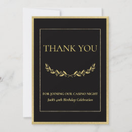 Black & Gold Casino Night Thank You Card Dankeskarte