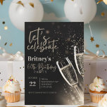 Black Gold Champagne 60. Geburtstagsparty Einladung<br><div class="desc">Black Gold Champagne 60. Geburtstagsparty Einladung</div>