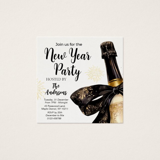 Black Gold Champagne Cheers New Years Eve Party (Devant)