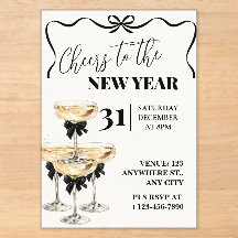 Black Gold Champagne Cheers New Years Eve Party