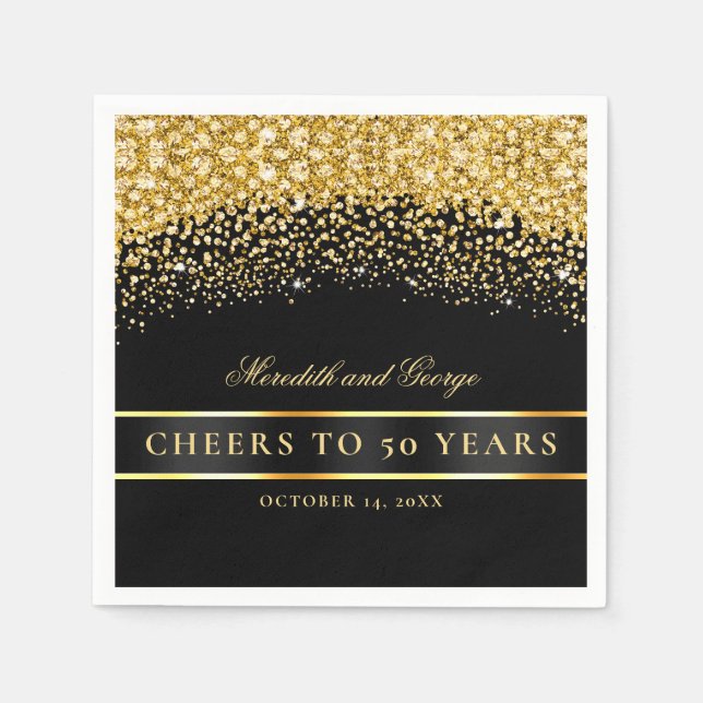 Black Gold Cheers 50 Jahre 50 Jahre Jubiläum Serviette (Vorderseite)