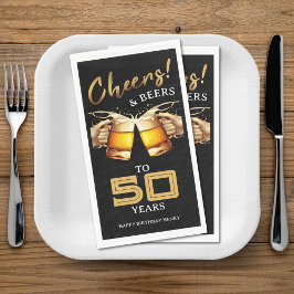 Black & Gold Cheers & Biere 50 Jahre 50. Geburtsta Serviette