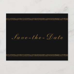 Black & Gold Chic Funkelnder Glam Save the Date Ankündigungspostkarte