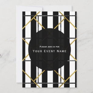 Black & Gold Chic Glam Invitations de parties géom