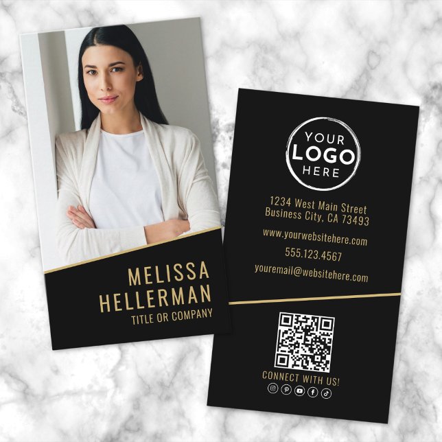 Black Gold Chic Real Anwesen Visitenkarte (Black Gold Chic Real Estate Business Card)