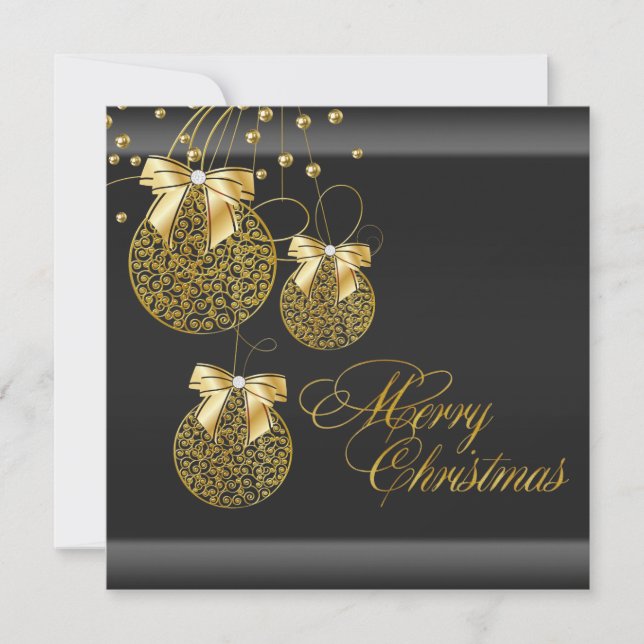 Black Gold Christmas Party Einladung (Vorderseite)