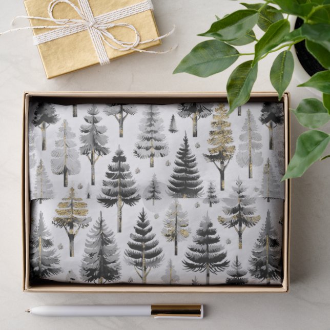 Black Gold Christmas Pattern#26 ID1009 Seidenpapier (Geschenk)