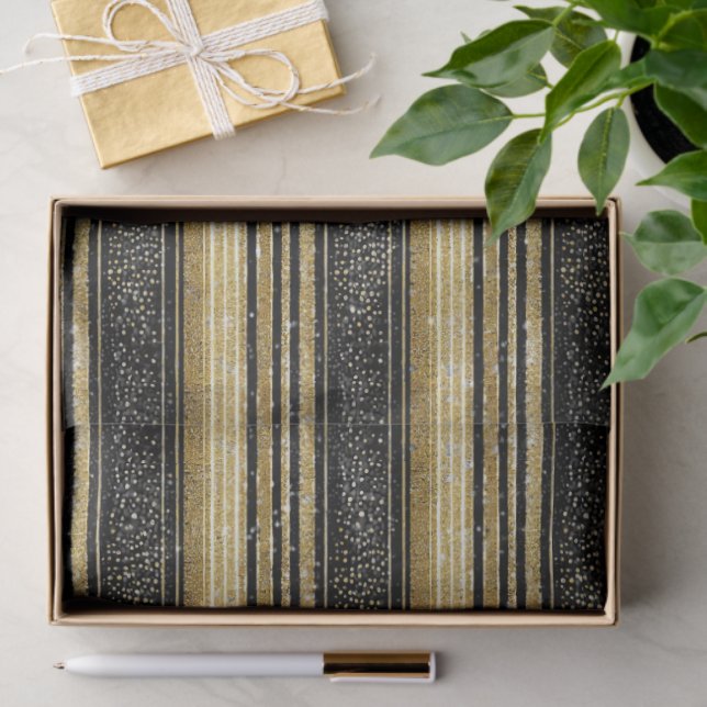 Black Gold Christmas Pattern#28 ID1009 Seidenpapier (Geschenk)