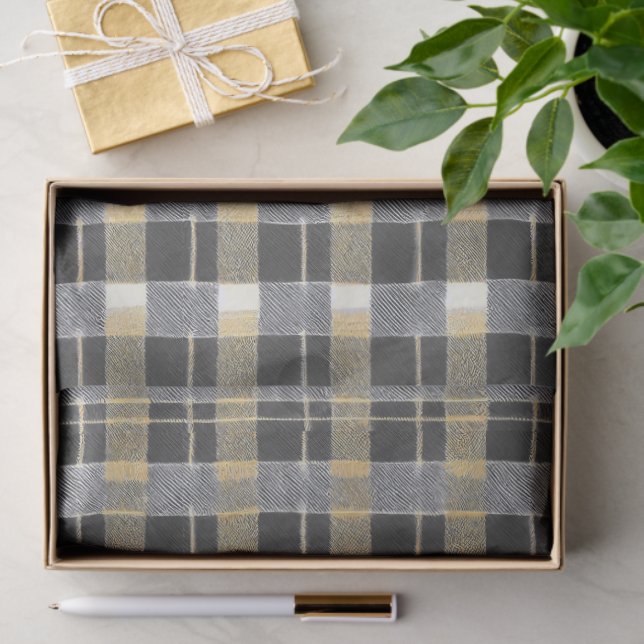 Black Gold Christmas Pattern#7 ID1009 Seidenpapier (Geschenk)