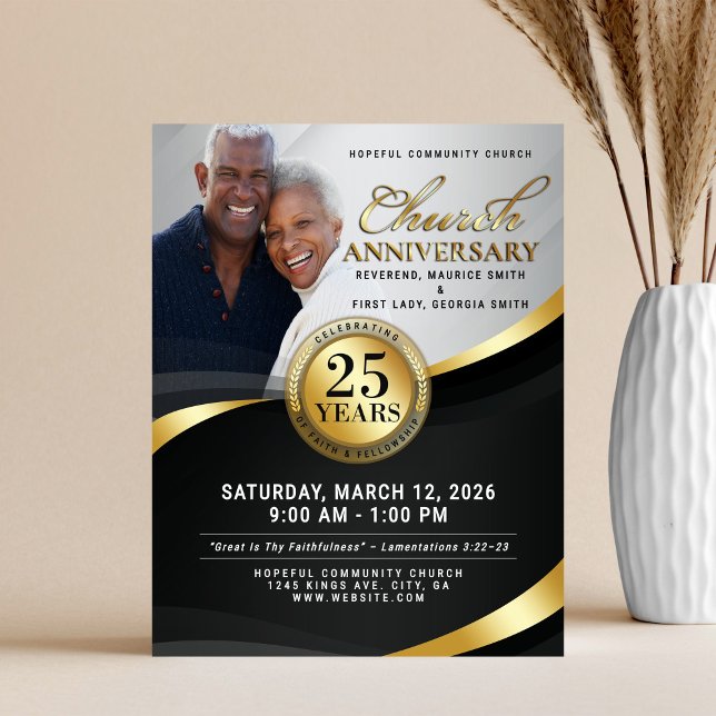 Black & Gold Church Anniversary Flyer (Von Creator hochgeladen)