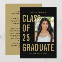 Black & Gold Class mit 25 Foto & Bio Abschluss Ankündigung