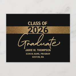 Black Gold Class of 2023 Graduation announcement  Postkarte