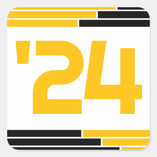 Black & Gold Class von '24 Abschluss Quadratischer Aufkleber