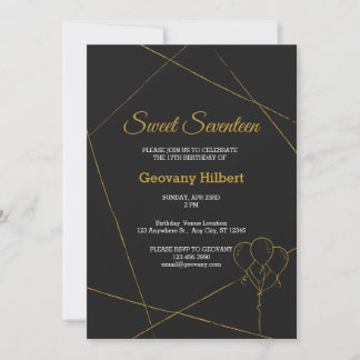 Black & Gold Classic Geburtstag Einladung