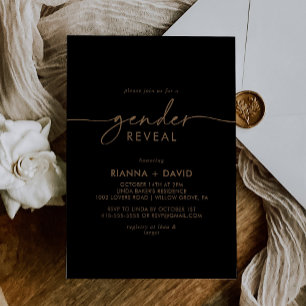 Black Gold Classic Gender Reveal Party Einladung