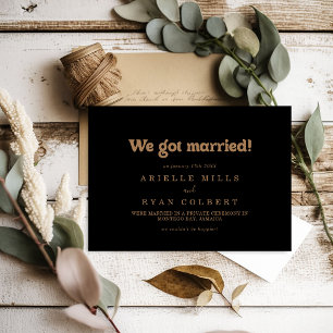 Black Gold Classic Minimale Flitterwochen-Hochzeit Ankündigung