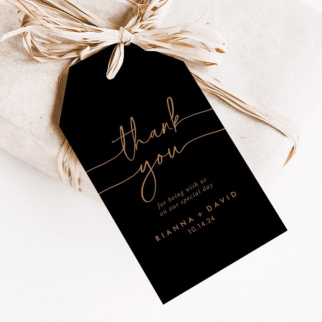 Black Gold Classic Wedding Vielen Dank Geschenkanhänger (Von Creator hochgeladen)