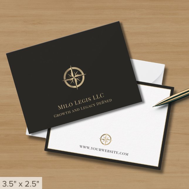Black Gold Compass-Logo Mitteilungskarte (Von Creator hochgeladen)