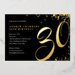 Black Gold Confetti 30. Geburtstag Folieneinladung<br><div class="desc">Mehr Spaß zum Geburtstag Einladungen im Kleinen Bayleigh Store!</div>