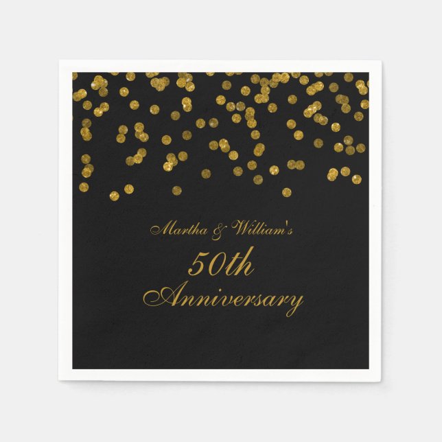 Black Gold Confetti 50 Jahre alt Serviette (Vorderseite)