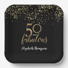 Black Gold Confetti 50 und fabelhafte 50. Geburtst Pappteller