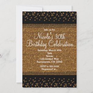 Black & Gold Confetti Dots Glam Party Einladungen