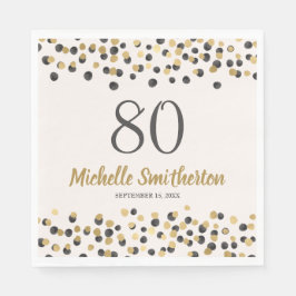 Black Gold Confetti Glitzer 80. Geburtstag Serviette