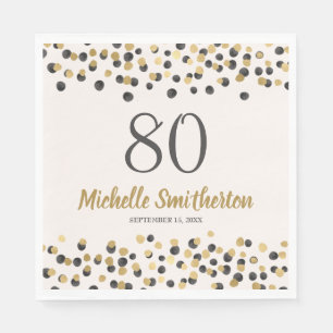 Black Gold Confetti Glitzer 80. Geburtstag Serviette