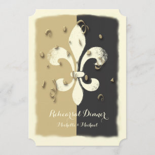 Black Gold Confetti Lilie Einladung