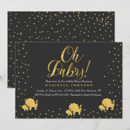 Black & Gold Confetti, Niedlicher Goldschuh Einladung