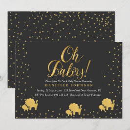 Black & Gold Confetti, Niedlicher Goldschuh Einladung