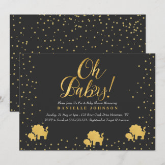 Black & Gold Confetti, Niedlicher Goldschuh Einladung