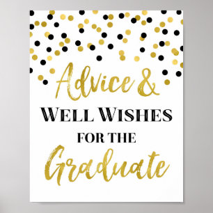 Black Gold Confetti Ratgeber für Graduate Sign Poster