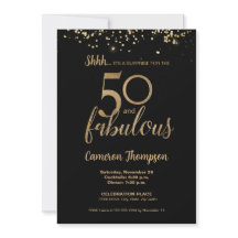 Black Gold Confetti Überraschung 50 und fabelhaft
