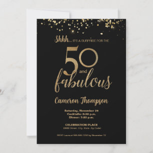 Black Gold Confetti Überraschung 50 und fabelhaft Einladung