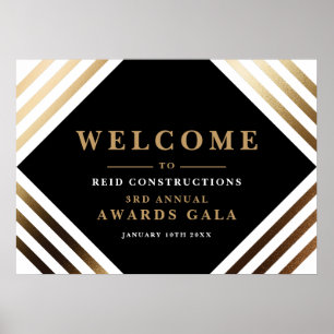 Black Gold Corporate Awards Gala Willkommensschild Poster