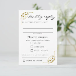 Black & Gold Country Hochzeitsnahrung RSVP Karte