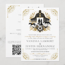 Black & Gold Country Wedding mit QR Code