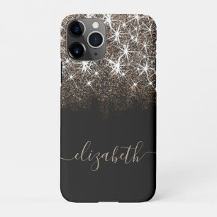 Black Gold Creme Imitats Glitzer Kalligrafie iPhone 11Pro Hülle