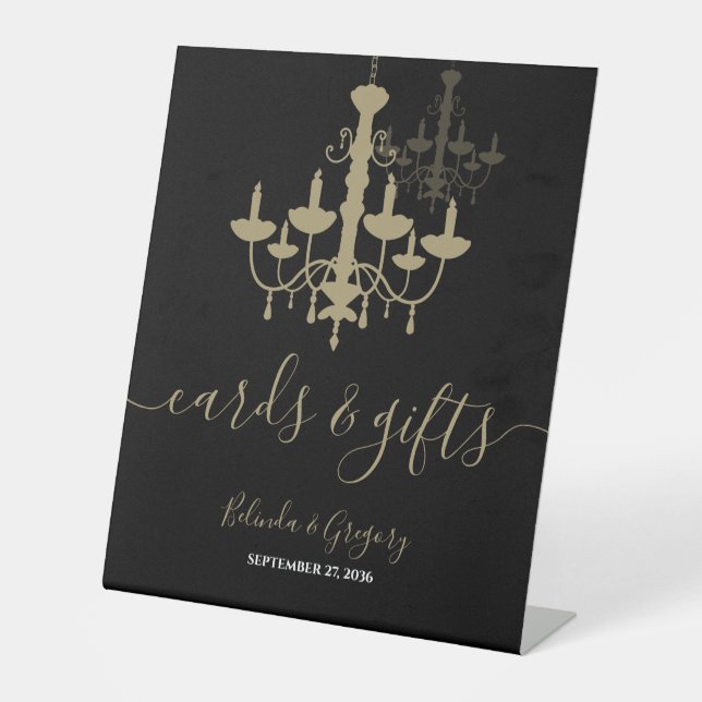 Black Gold Cronier Wedding Cards & Gifts Sockelschild (Vorderseite)