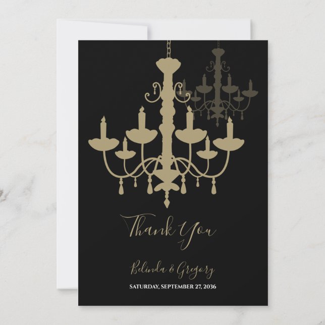 Black Gold Cronier Wedding Dankeschön Card Dankeskarte (Rückseite)