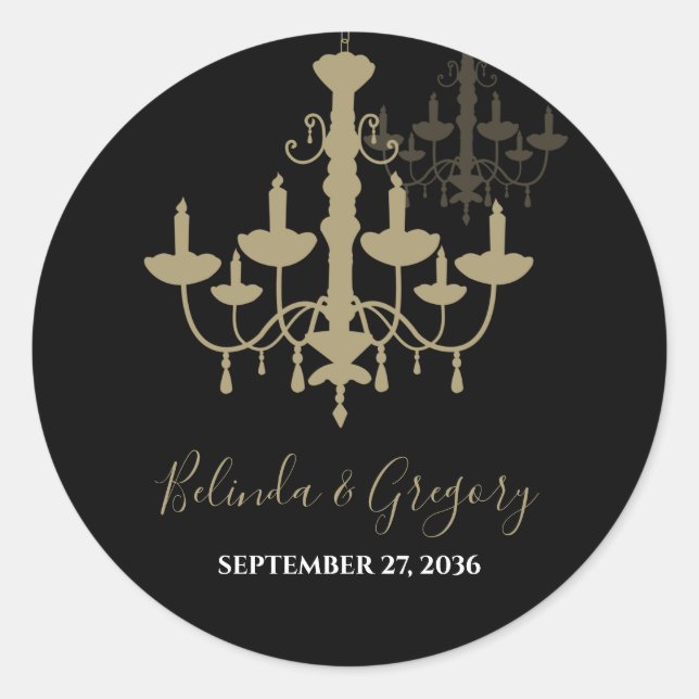 Black Gold Cronier Wedding Runder Aufkleber (Vorderseite)