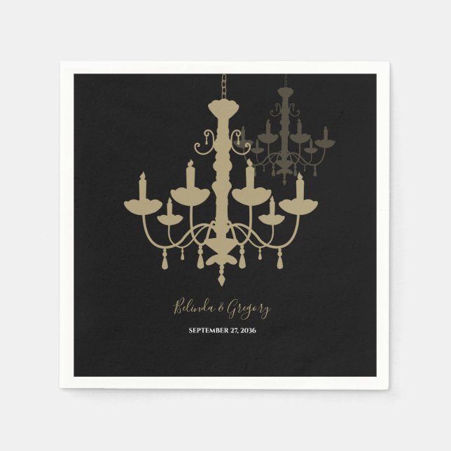 Black Gold Cronier Wedding Serviette (Vorderseite)