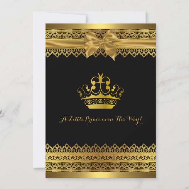 Black & Gold Crown Baby Dusche Einladung (Vorderseite)