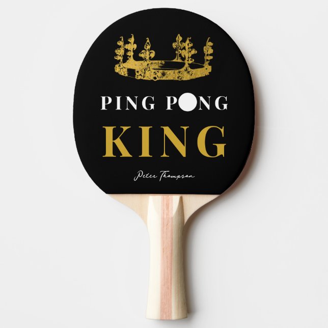 Black & Gold Crown Table Tennis King Personalisier Tischtennis Schläger (Vorderseite)