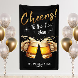 Black & Gold Crus Silvester Party 2024 Banner