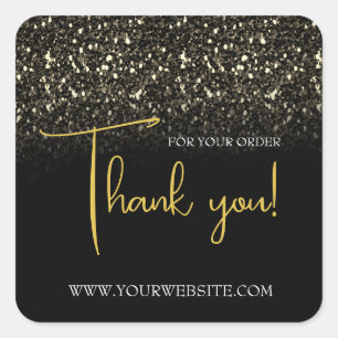 Black & Gold Custom Business Vielen Dank Square Quadratischer Aufkleber