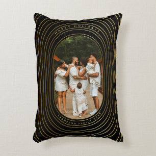 Black Gold Custom Foto Family Weihnachten Dekokissen