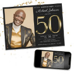 Black Gold Custom Foto Überraschung 50. Geburtstag Einladung<br><div class="desc">Black Gold Custom Foto Überraschung 50. Geburtstag Einladung. Mit unserem eleganten Black and Gold Meilenstein Geburtstagsdesign bereiten Sie sich auf eine exquisite Überraschung vor. Die klassische Kombination aus Schwarz und Gold sorgt für ein Fest, das in Raffinesse abgleitet. Die Einfachheit des Designs verleiht dem Publikum eine dezente Eleganz und sorgt...</div>