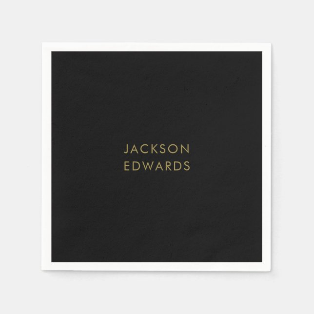Black & Gold Custom Napkins Serviette (Vorderseite)